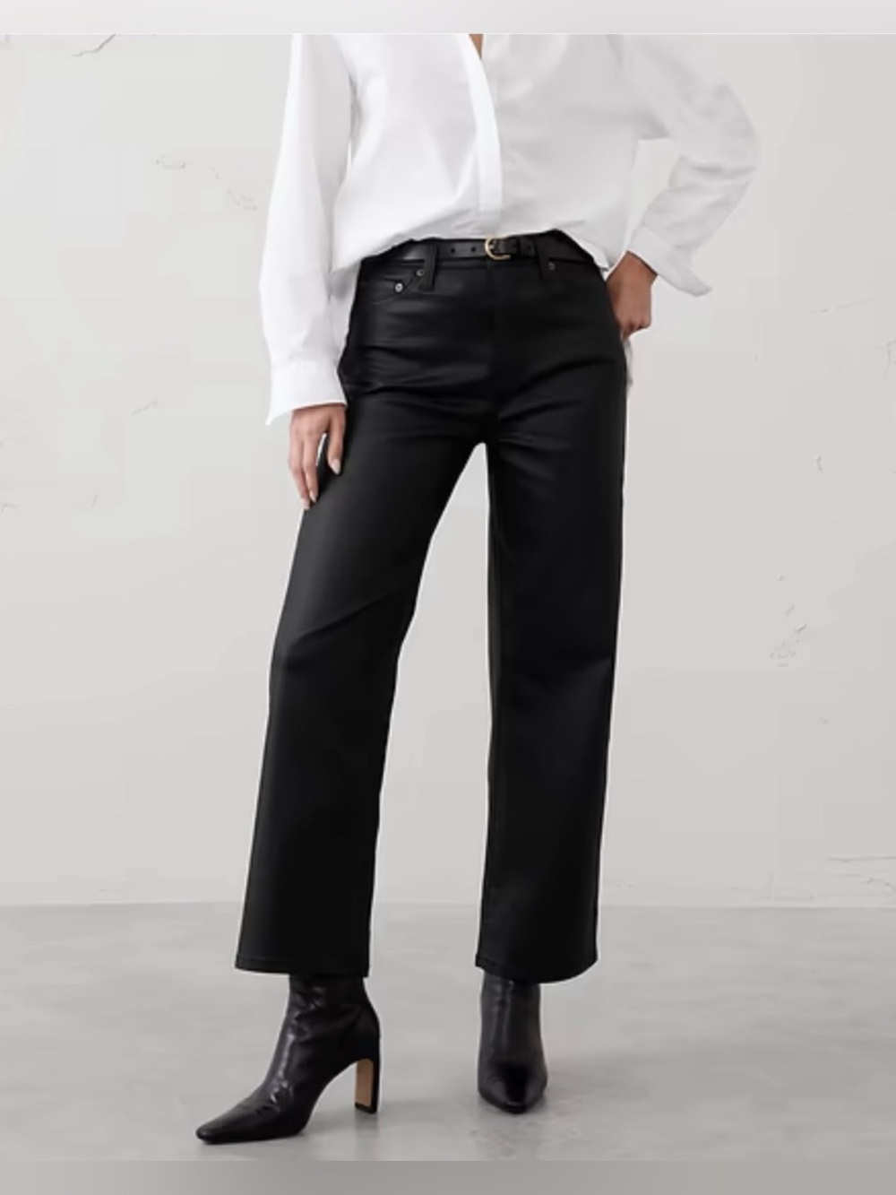 Banana Republic Black Coated Straight-Leg Jeans 10L